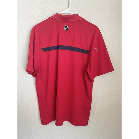 Reebok Mens Red Tiger NHL Polo Shirt Large Polyester Short Sleeve Preowned - Picture 6 of 6